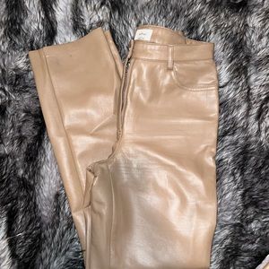 ARITZIA WILFRED MELINA VEGAN LEATHER PANT IN CAMEL SIZE 0 REGULAR LENGTH